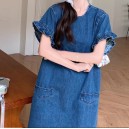 Denim Ruffle Sleeve Dress