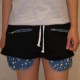 Stylish shorts w/ denim pockets - Black