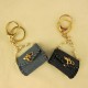 Denim Handbag Key Chain - Dark Blue