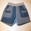 Denim Striped Shorts - Dark Blue
